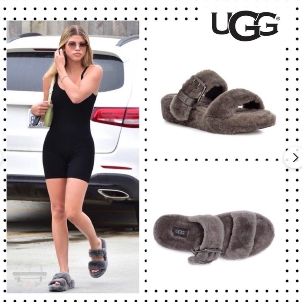 UGG Fuzz Yeah Sandals Charcoal